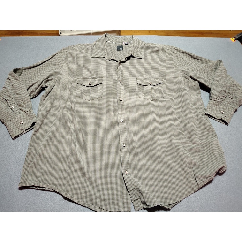 J. Ferrar Shirt Men‎ 3XL Brown/Gray Check Cotton Casual Work Office Roll Tab
